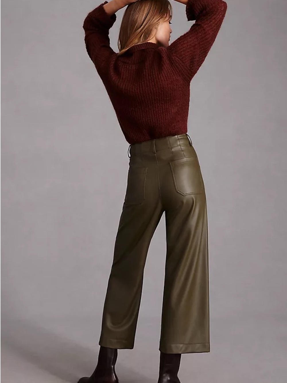 Nwot Maeve olive faux leather colette pants sz 25 - Picture 3 of 8